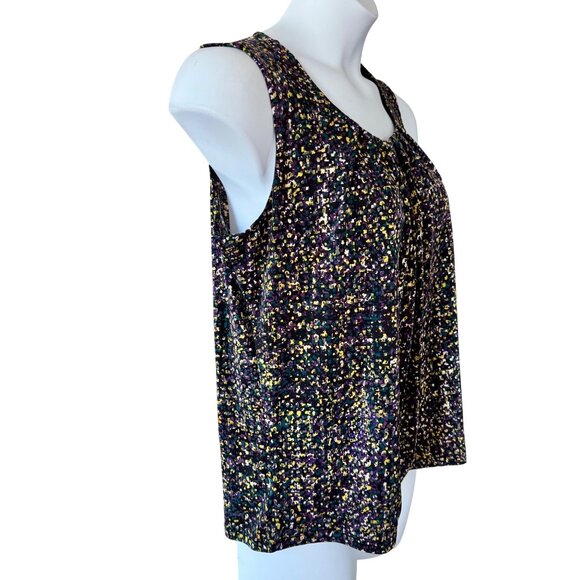 Kasper Sleeveless Black & Multicolor Print Blouse Womens Size Large - Picture 3 of 9